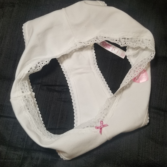 Victoria's Secret PINK Vintage Tanga Panty Cotton Lace NWT Bow - Picture 6 of 10